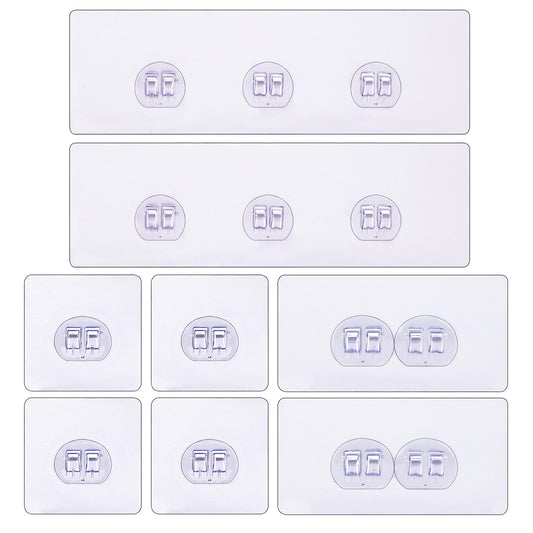 KALIONE 8 Pack Shower Caddy Adhesive Hooks Replacement, 1/2/3 Hooks Shower Shelf Caddy, Adhesives Hook for Shower Caddy, Strong Adhesive Wall Hooks for Bath, Transparent Adhesive Hanging Hooks