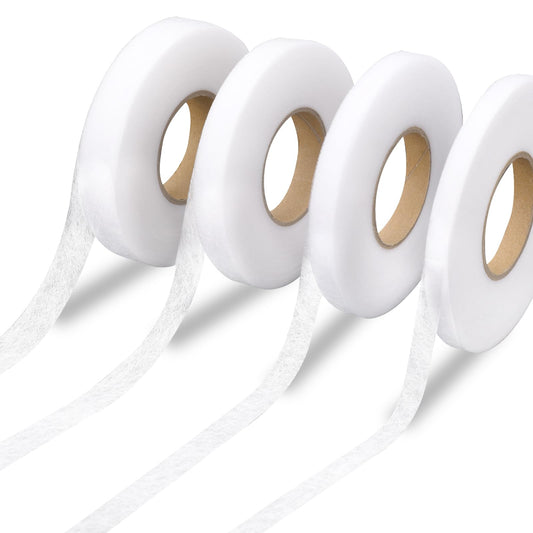 KALIONE 4 Rolls Versatile Hemming Tape No Sew Hemming Tape 0.4/0.5/0.6/0.8 Inch Iron-on Hem Tape Iron-on Fabric Fusing Tape for Pants Jeans Skirts Dresses Clothes Curtains Repairing(70 Yard Each)