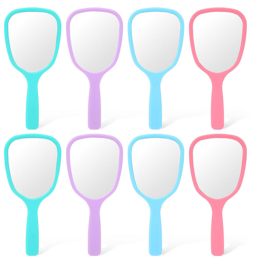 KALIONE 8Pcs Handheld Mirrors Small Hand Mirror Compact Travel Mirror 6.7x3.15inch Small Compact Hand Mirror with Handle Handheld Cosmetic Mirror, Small Hand Mirrors Portable Mini Mirror