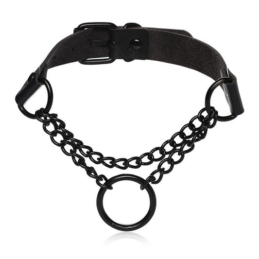 KALIONE Punk Choker PU Leather Necklace, Black Leather Choker Necklace Gothic Choker Punk Choker Chain, Vintage Gothic Punk Choker Fancy Dress Rock Choker, Punk Accessories for Women