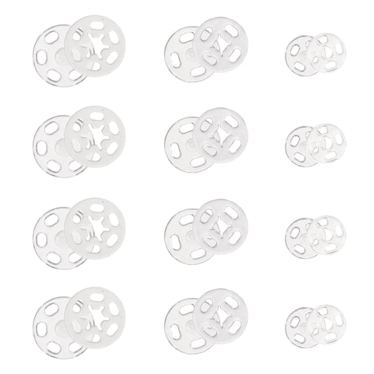 100 Sets Clear Snaps for Sewing, Clear Plastic Snaps Sew on Snaps Buttons Fasteners Buttons Invisible Sewing on Snap Buttons Round Clear Press Button Shirts Sewing Clothing DIY Craft, 7mm 12mm 15mm