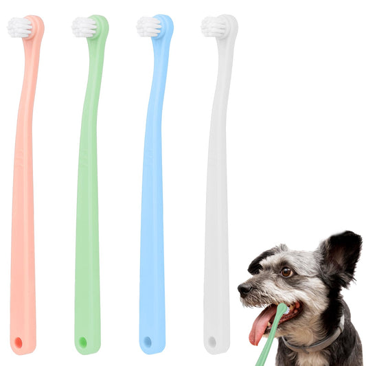 4 Pack Dog Toothbrush Cat Tooth Brush Puppy Toothbrush Pet Toothbrush Mini Head Soft Dog Cat Tooth Brush Deep Clean Kit for Puppy, Kitten, Small Dog & Cat, Portable Travel Friendly and Easy to Use