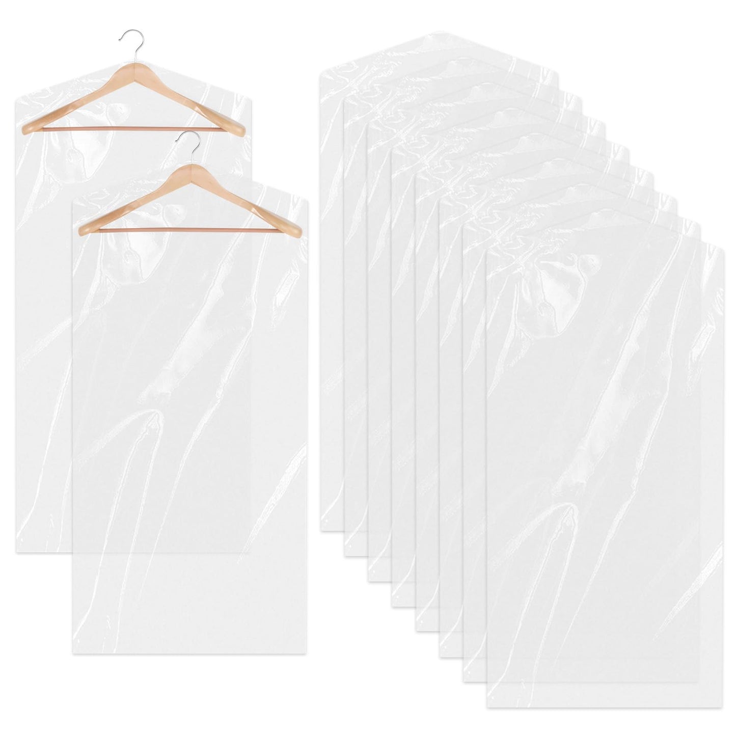 Pack of 10 Clothes Covers Garment Bag Transparent Dustproof Long 140 cm