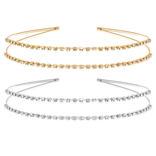 2Pcs Rhinestone Headband Double-layer Rhinestone Hair Hoop Headband Star Rhinestone Hair Hoop Headband Exquisite Crystal Headbands Shiny Metal Hairband