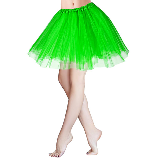 KALIONE Tutu Skirt for Women 3 Layered Elastic Tulle Skirts Women's Teen Adult Tutu Skirt Bubble Ballet Dance Tulle Skirts Vintage Party Dress Costume Accessories for Women Teen Girls, Grass Green