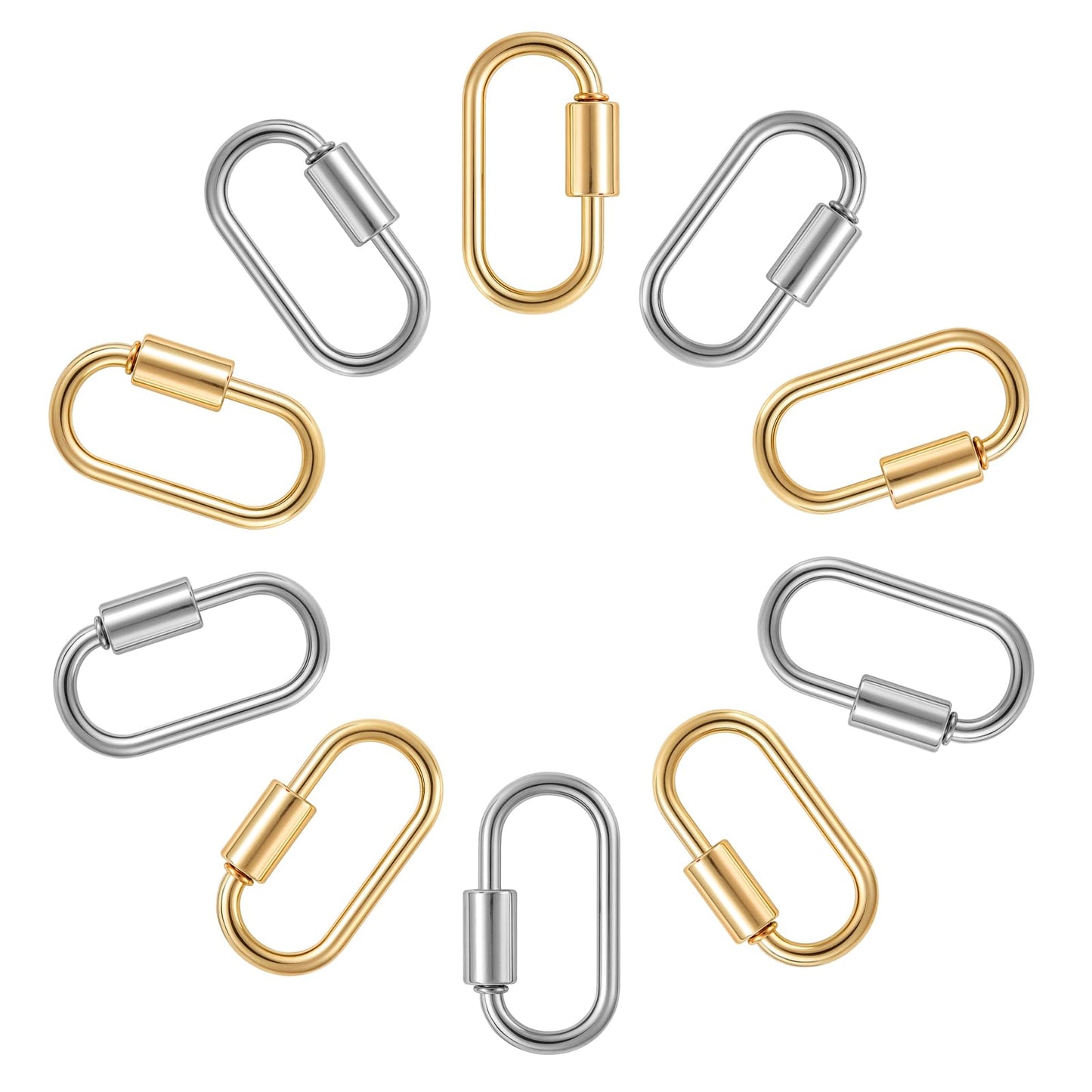 10Pack 1 Inch Oval Carabiner Small Metal Carabiner Clip, O Rings Spring Snap Hook, Purse Keychain Replacement for Lanyard Keychain, Car Key Rings Hook, Outdoor Camping Fishing Wallet, Dog Tag Clips