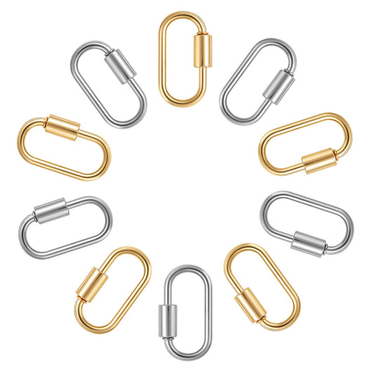 10Pack 1 Inch Oval Carabiner Small Metal Carabiner Clip, O Rings Spring Snap Hook, Purse Keychain Replacement for Lanyard Keychain, Car Key Rings Hook, Outdoor Camping Fishing Wallet, Dog Tag Clips