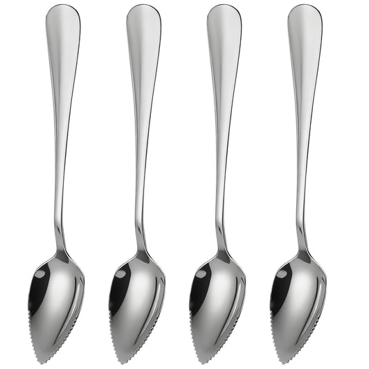 4 Pcs Grapefruit Spoons Stainless Steel Fruit Utensils Set Serrated Edge Grapefruit Knife Tool for Citrus Kiwi Dessert Lemon Salads Lime Pitaya Puree