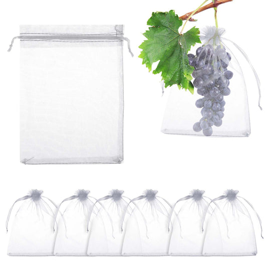 8x12 Inch Fruit Protection Bags, 30 PCS Garden Protection Fruit Bags Fruit Tree Netting Bag Fine Mesh Bags Drawstring Fruit Cover Cage Pest Barrier for Tomatoes Mango Vegetable Garden Supplies