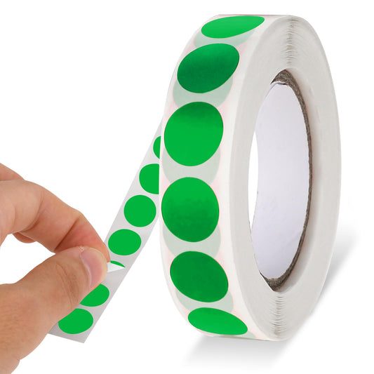 1000 Pcs 0.5'' Green Round Stickers Circle Dot Stickers Waterproof Circle Stickers Color Coding Label for Office Shop Home Classroom Marking