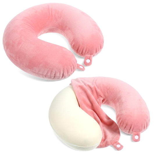 Pack of 2 U-shaped bolster cover, bolster cover for airplane pillow, reusable neck pillow, travel cushion cover with zip, washable, soft and smooth (no filling material)