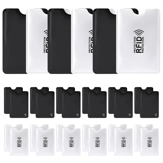 KALIONE 30 Pack RFID Blocking Sleeves, RFID Card Holder, Medicare Card Protector Sleeve, Credit Card Protector Cover for Prevent Identity Theft, Portable Credit Card Sleeves for Women Men, White+Black