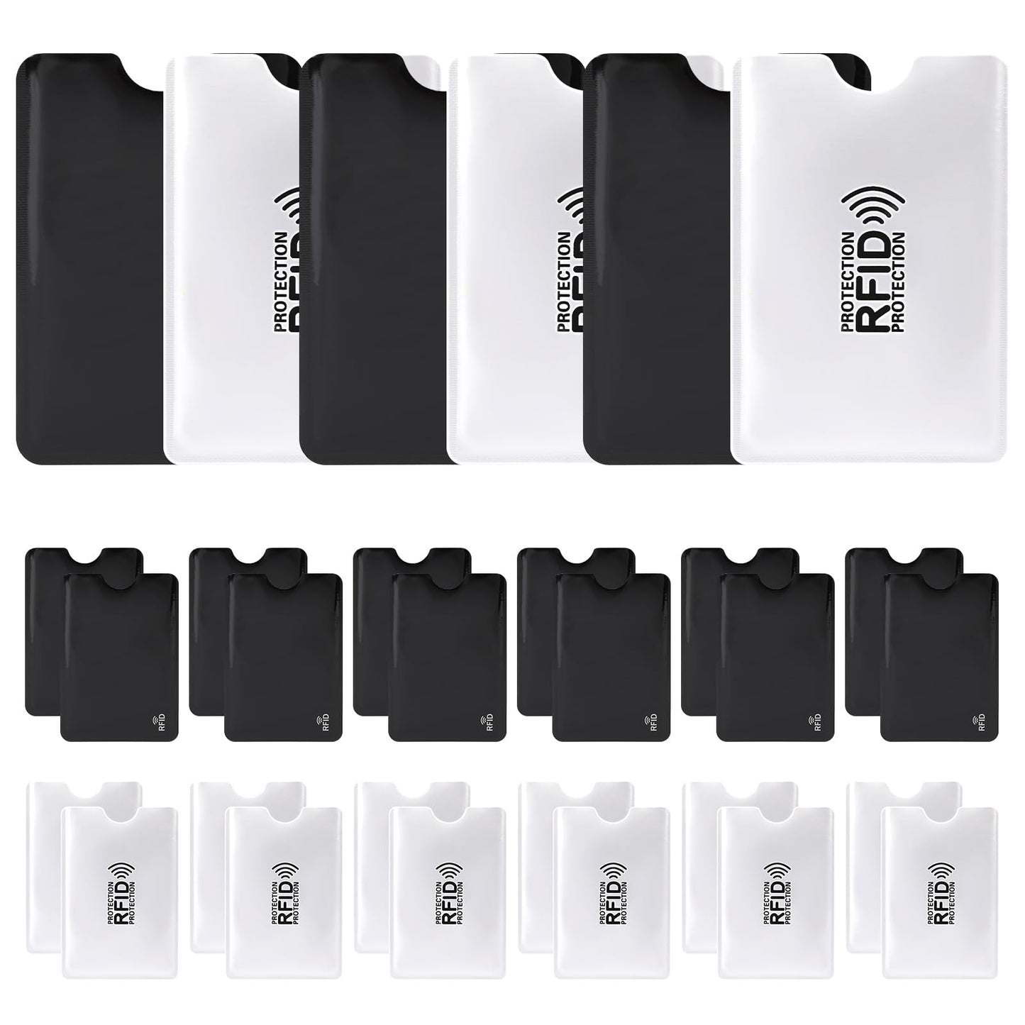 KALIONE 30 Pack RFID Blocking Sleeves, RFID Card Holder, Medicare Card Protector Sleeve, Credit Card Protector Cover for Prevent Identity Theft, Portable Credit Card Sleeves for Women Men, White+Black