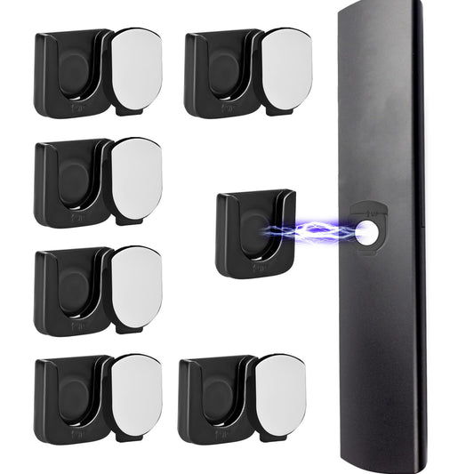 KALIONE 6 Pack Magnetic Remote Control Holder Wall Mount Remote Holder Remote Control Organizers for TV, Fan, Air Conditioner Remotes Holder with Self-Adhesive Back (Black)