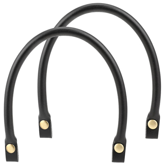 Leather Purse Handles Replacement, 2 PCS Black PU Leather Purse Straps Replacement with Metal Button Handbag Strap Replacement Purse Handles for DIY Handbag Accessories, Art Crafts Bag Making Supplies