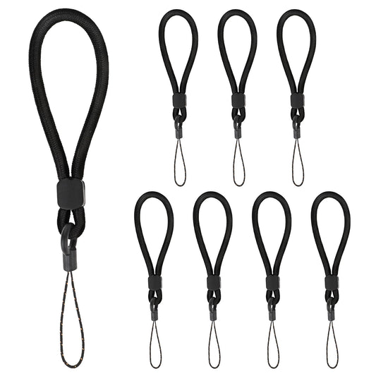Hariendny 8 PCS Phone Lanyard Strap Black Finger Strap Lanyard Phone Wrist Strap Nylon Short Lanyard Adjustable Keychain Lanyard Ring Lanyard Phone Case Small Lanyards for Phone Camara ID Card