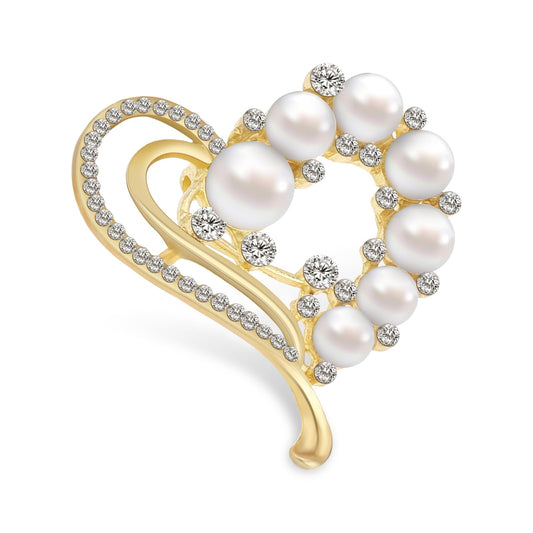 Heart Brooches for Women, Heart Scarf Brooch Simulated Rhinestone Pearl Brooch Love Heart Brooch Pin for Bridal Corsage Wedding Party Clothes Accessories