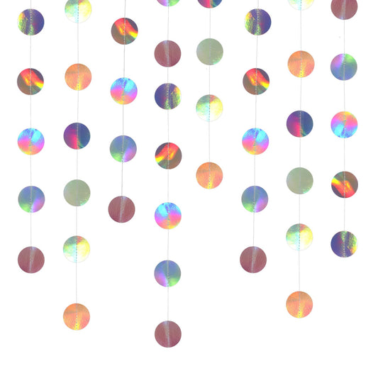 Iridescent Party Decoration Holographic Hanging Streamer Dots Party Banner Backdrop Disco Hanging Bubbles Backdrop Streamer Under Stars Party Decorations Dance Party Garland Streamer Supplies