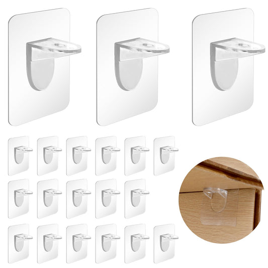 20 PCS Kitchen Shelf Pegs Plastic Shelf Support Peg Adhesive Closet Cabinet Shelf Bracket No Nail Mug Holder Under Cabinet for Shelves Kitchen Cabinet Closet Clapboard Bookcase Layer