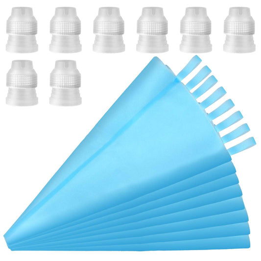 12 Inch Large Reusable Piping Bags 8 Pcs Silicone Piping Bags with Couplers for Standard Tips, Reusable Icing Bags, Silicone Pastry Bags, Baking Cookie Cake Decorating Bags