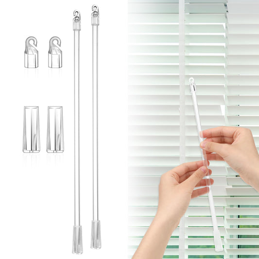 12 Inches Blind Wand Replacement with Hook 2PCS Long Window Blind Tilt Wand with Hook and Grip Clear Plastic Blind Wand Opener Replacement for Vertical Wood Cordless Blinds