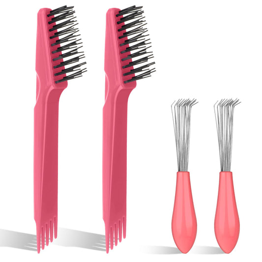 4 pcs Hair Brush Cleaner Tool Set Hair Brush Cleaning Tool Comb Cleaner Brush Remove Hair Brush Cleaner Rake Hair Comb Cleaner for Removing Hair Dust Home Salon Use