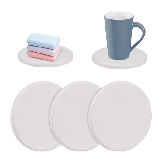 3 Pack Water Absorbent Diatomite Coasters, Water Absorbing Stone Tray for Sink, Diatomaceous Earth Soap Dish, Fast Drying Stone Sink Tray for Hand Soaps Cups Plants Drinks Bottles(White)
