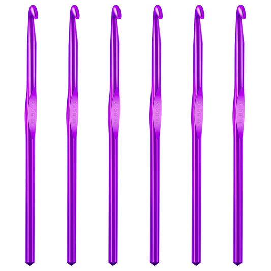 6Pcs 6.5mm Aluminum Crochet Hook, Knitting Needles Craft Yarn, Crochet Hook for DIY Craft, Gold Crochet Needles for Knitting Scarf(Dark Purple)