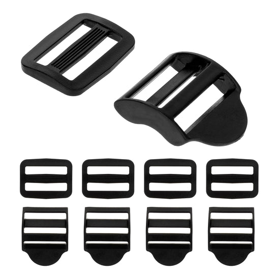 Hariendny 5 Sets Backpack Strap Clips Plastic Buckle Clips Webbing Strap Slider Buckles, Adjustable Straps Clips Black Backpack Buckle Replacement Ladder Slider for Backpack Strap