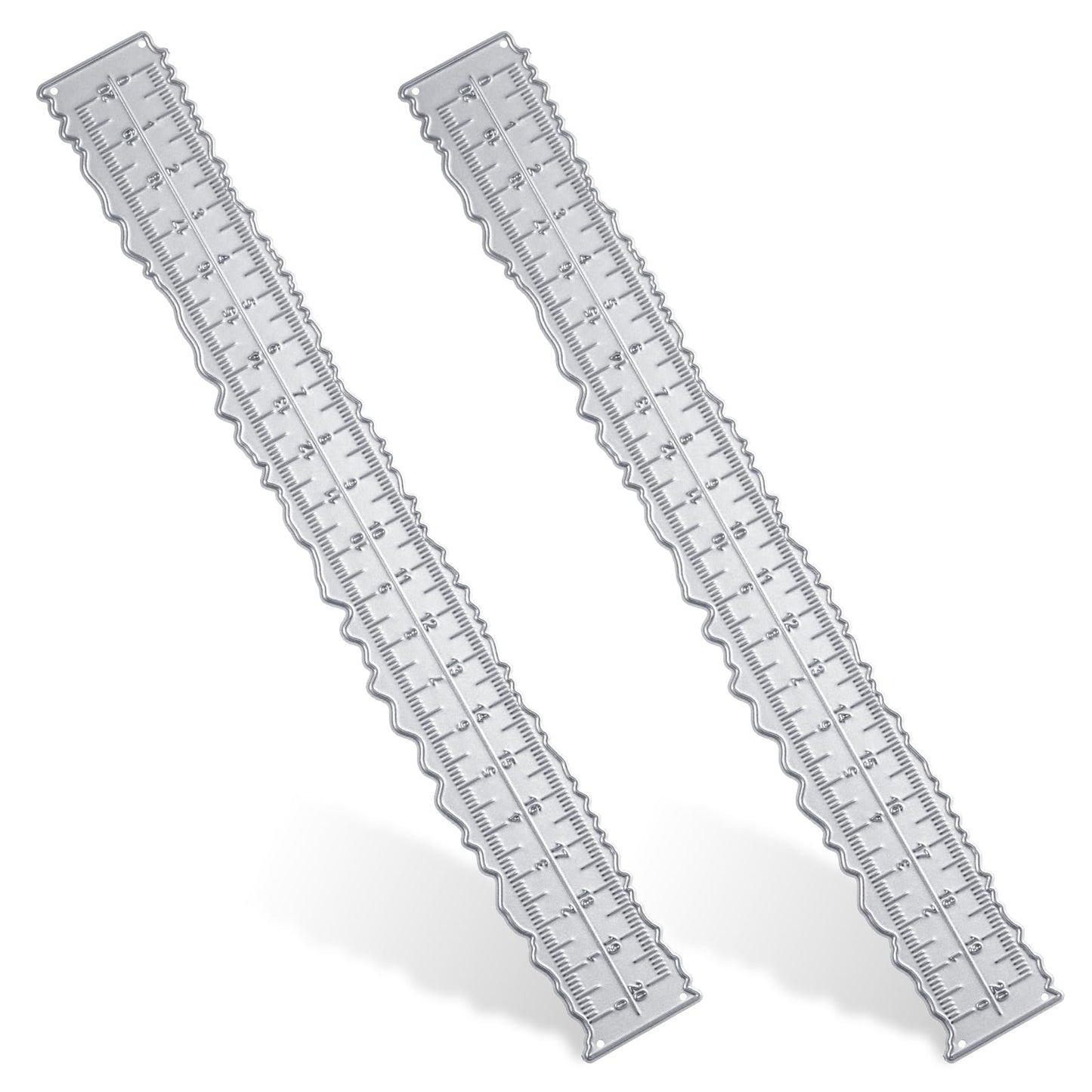 2 Pcs Deckle Edge Ruler 8.4 Inch Irregular Edge Ruler Metal Craft Die Cuts Measurements Embossing Cutting Paper Rulers Decorative Wavy Measuring Tool Paper Tearing Rulers for Card Making