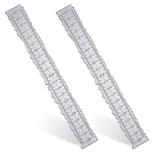 2 Pcs Deckle Edge Ruler 8.4 Inch Irregular Edge Ruler Metal Craft Die Cuts Measurements Embossing Cutting Paper Rulers Decorative Wavy Measuring Tool Paper Tearing Rulers for Card Making