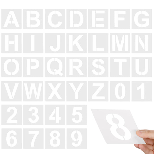 36 PCS Number Stencils Large Letter Stencils 3 Inch Reusable Plastic Letter Alphabet Stencils Letters and Numbers Craft Stencil Kit for Painting on Wood Wall Fabric Chalkboard Glass DIY Art Projects