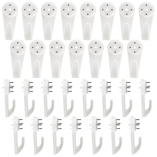 Concrete Wall Hooks, 30Pcs Picture Hanging Kit Stucco Hooks Invisible Nail Hangers without Drilling Non-Trace Picture Hanger for Plaster Concrete Hard Wall Hanging Picture Photo Clock Artwork (White)