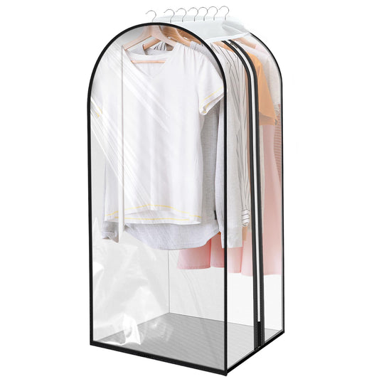 Hanging Garment Bags 50" Garment Clothes Dustproof Clothes Rail Cover Storage Bag Dress Bags Covers Long with Side Zipper Transparent Coat Covers for Jacket, Coat, Suit, Jumpers