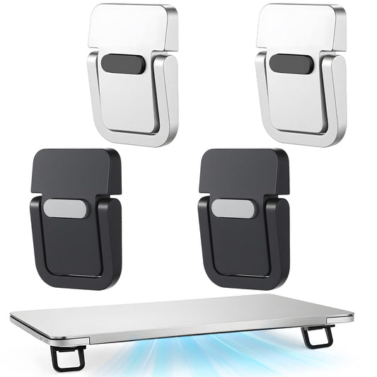Skrfren 4pcs Portable Keyboard Riser, Mini Foldable Laptop Stand for Desk Self-Adhesive Invisible Laptop Feet Adjustable Computer Keyboard Lift for Most Keyboards