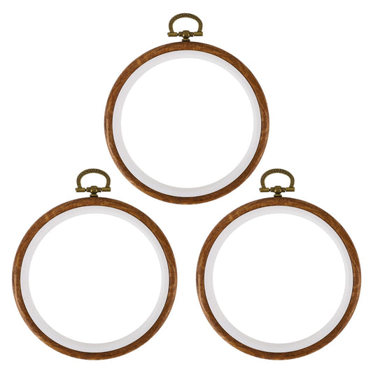 3PCS Round Embroidery Display Frame 4 Inch Embroidery Frame Embroidery Hoop Ring Cross Stitch Hoop Crochet Circle Set Wooden Hoop Frames for DIY Craft Handy Sewing Finished Cross Stitch Hoop Frame