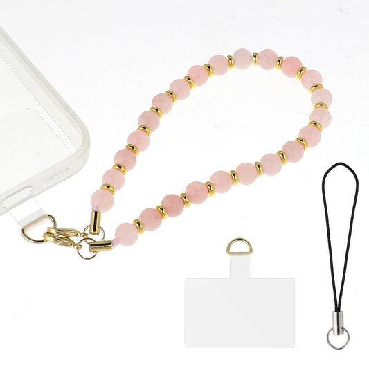 KALIONE Marble Beaded Cell Phone Wrist Strap with Tether Tab, Detachable Cellphone Lanyard Hands-Free Wrist Strap, Adjustable Phone Strap for Women