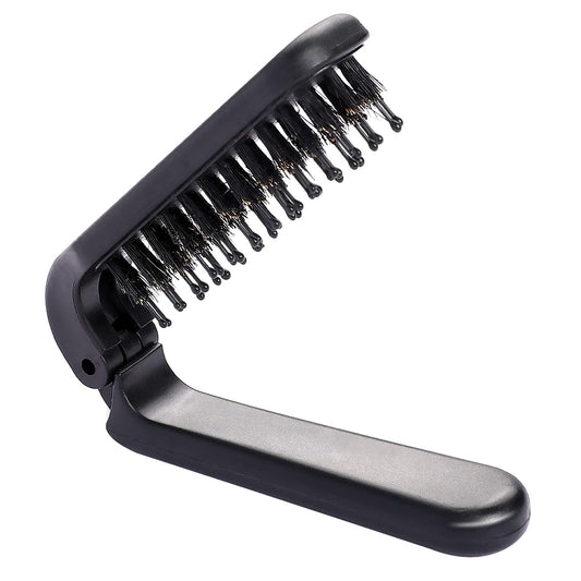 Travel Hair Brush,Mini Foldable Hair Brush Portable Boar Bristles Hair Comb Pocket Size Collapsable Comb Hair Styling Tool Mini Hairbrush for Purse Gym Trip Swiming Car