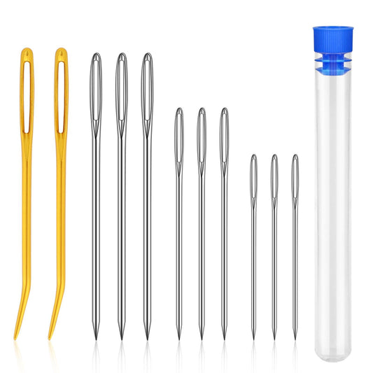 11Pcs Large-Eye Blunt Needles, Darning Needle, Bent Tapestry Needle Embroidery Needles, Stainless Steel Blunt Yarn Needles Knitting Darning Needles, Sewing Knitting Needles for Crochet