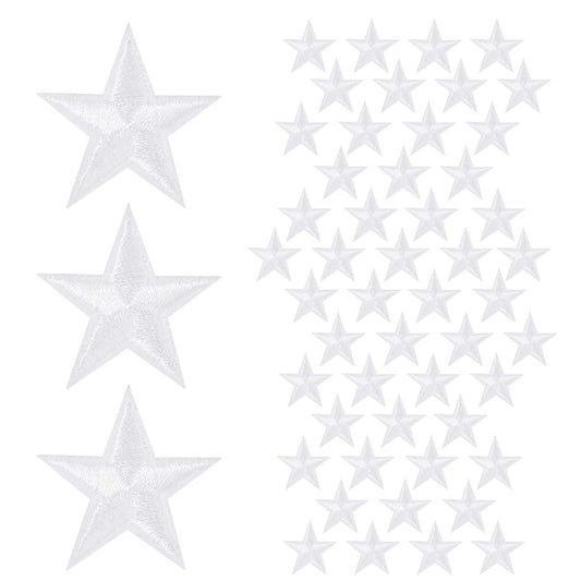 80 Pcs Star Iron On Patches for Clothing Sew on Patches 5 Star Iron on Patches Sew Embroidered Patches Appliques Embellishments Small Patches Iron On for Crafts Backpack Bags Clothing(White)