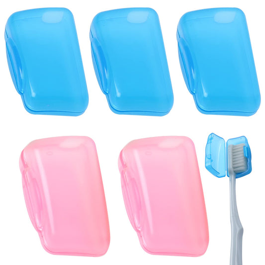 Sliverdew 5 Pcs Portable Toothbrush Head Cover Caps for Family Travel Toothbrush Protective Case Plastic Toothbrush Caps Color Tooth Brush Cases for Home and Outdoor