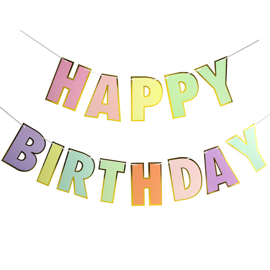 KALIONE Macaron Happy Birthday Banner, Happy Birthday Bunting, Pastel Bunting, 1st Birthday Banner, Pastel Party Decorations, Birthday Banner Garland for Hanging, Rainbow Birthday Banners for Girls