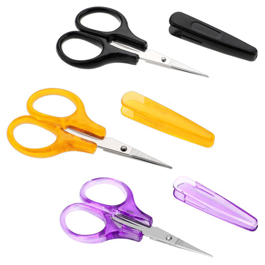 3-Piece Scissors Set, Stainless Steel All-Purpose Scissors with Protective Cover, Small Craft Scissors, Colourful, Mini High Precision Details, Scissors, Precise, Straight, Fine Tips, Design for Paper