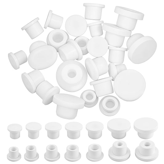 21 Pcs Reusable Silicone Salt and Pepper Shaker Stoppers Plugs, 1/5 to 5/8 Inch Salt Shaker Plugs,10, 11, 12, 13, 14, 15, 16 mm Stoppers for Pots Bottles Pipes, White