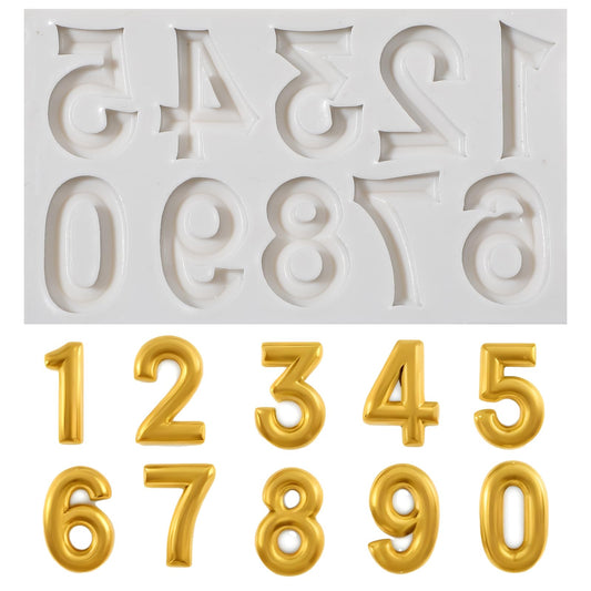 Silicone Numbers Mold Chocolate Fondant Candle Mould 3D Number 0-9 Fondant Chocolate Baking Molds for Cupcake Topper Cake Decorating Candy Chocolate DIY Polymer Clay Craft Projects (Gray)