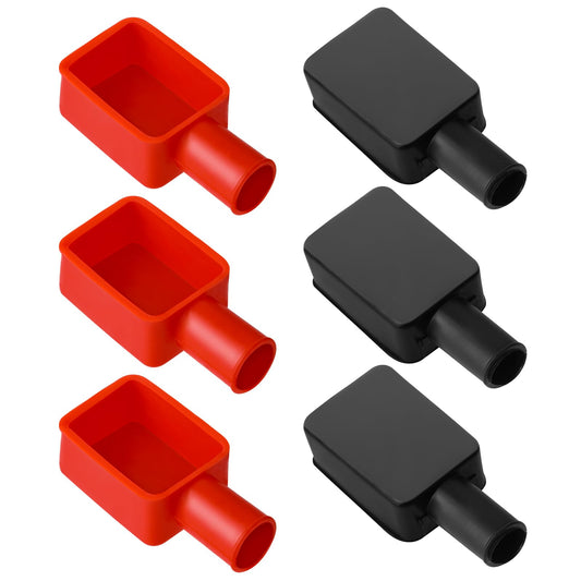 6Pcs Car Battery Terminal Protector, Car Battery Terminal Covers Insulating Battery Cover, Soft Rubber Positive Negative Protector,Insulating Terminal Cover Top Post Cap for Boat Car Motorcycle Truck