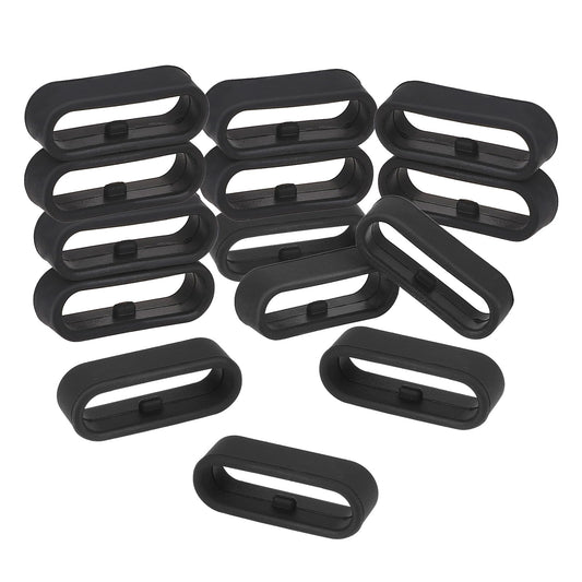 12 PCS Watch Band Holder 18/20/22mm Replacement Watch Bands Oval Watch Strap Holder/Retainer Black Silicone Fastener Rings Security Loops Replacement Parts Watch Band Keepers for Watch Band Wristband