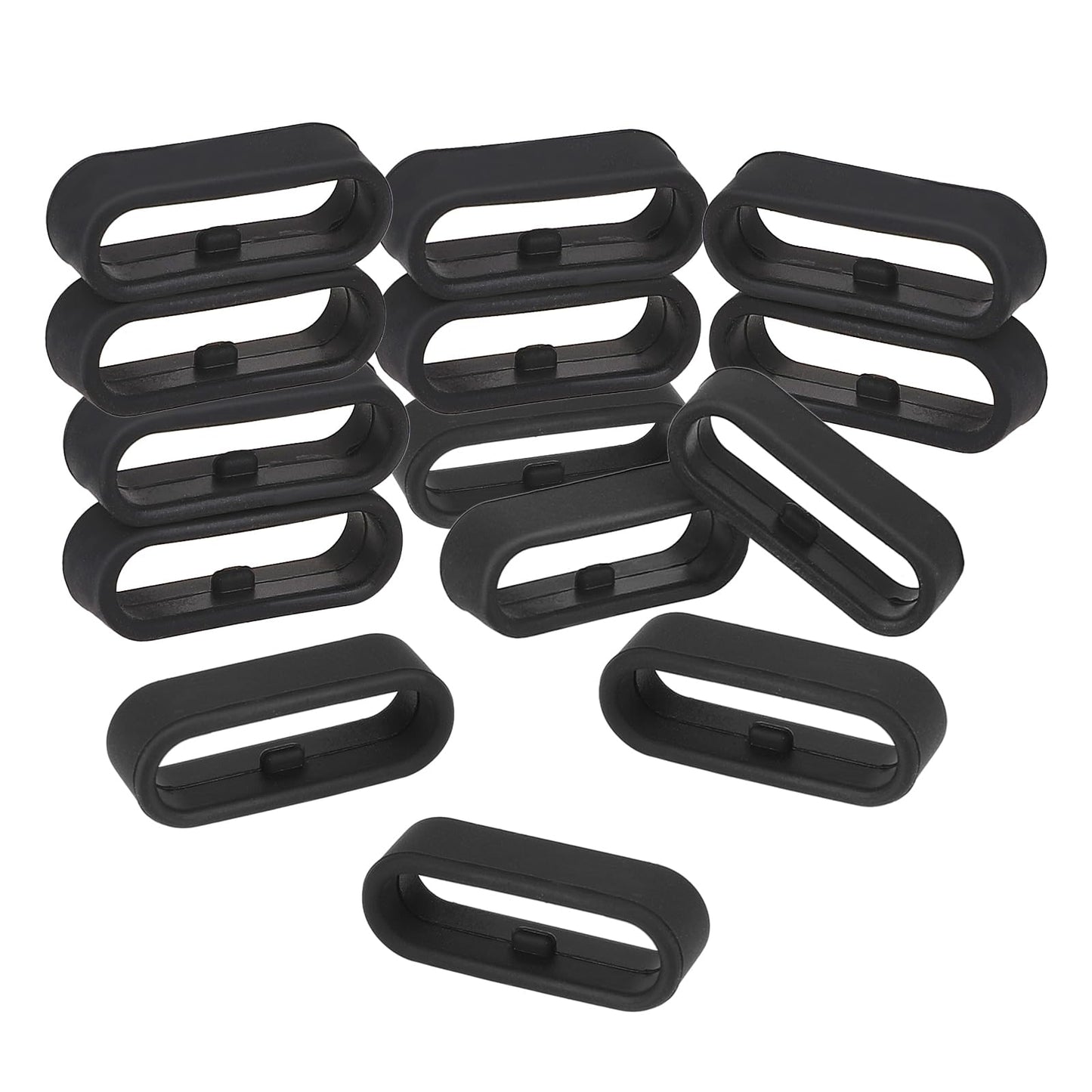 Pack of 12 Silicone Watch Strap Loops, 18/20/22 mm Silicone Wristbands Loop Black Strap Holder Smartwatch Replacement Wristbands Loops Watch Strap Holder Rubber Replacement Watch Strap Keeper