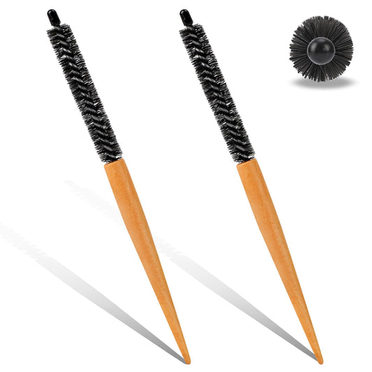 2 PCS Small Round Hair Brush Mini Blow Dry Brush Quiff Roller Brush Hair Styling Bangs Lifting Brush Hairdressing Brush Hair Styling Accessories for Thin Hair, Short Hair, Beard Brush for Men