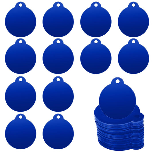 25PCS Flat Round Blank Stamping Tag Pendants Charms 32mm Blue Aluminum Stamping Blanks Tags Engraving Metal Blank Dog Tags Keyring Blanks for Necklace Bracelet Pendant Charm Craft Jewelry Making
